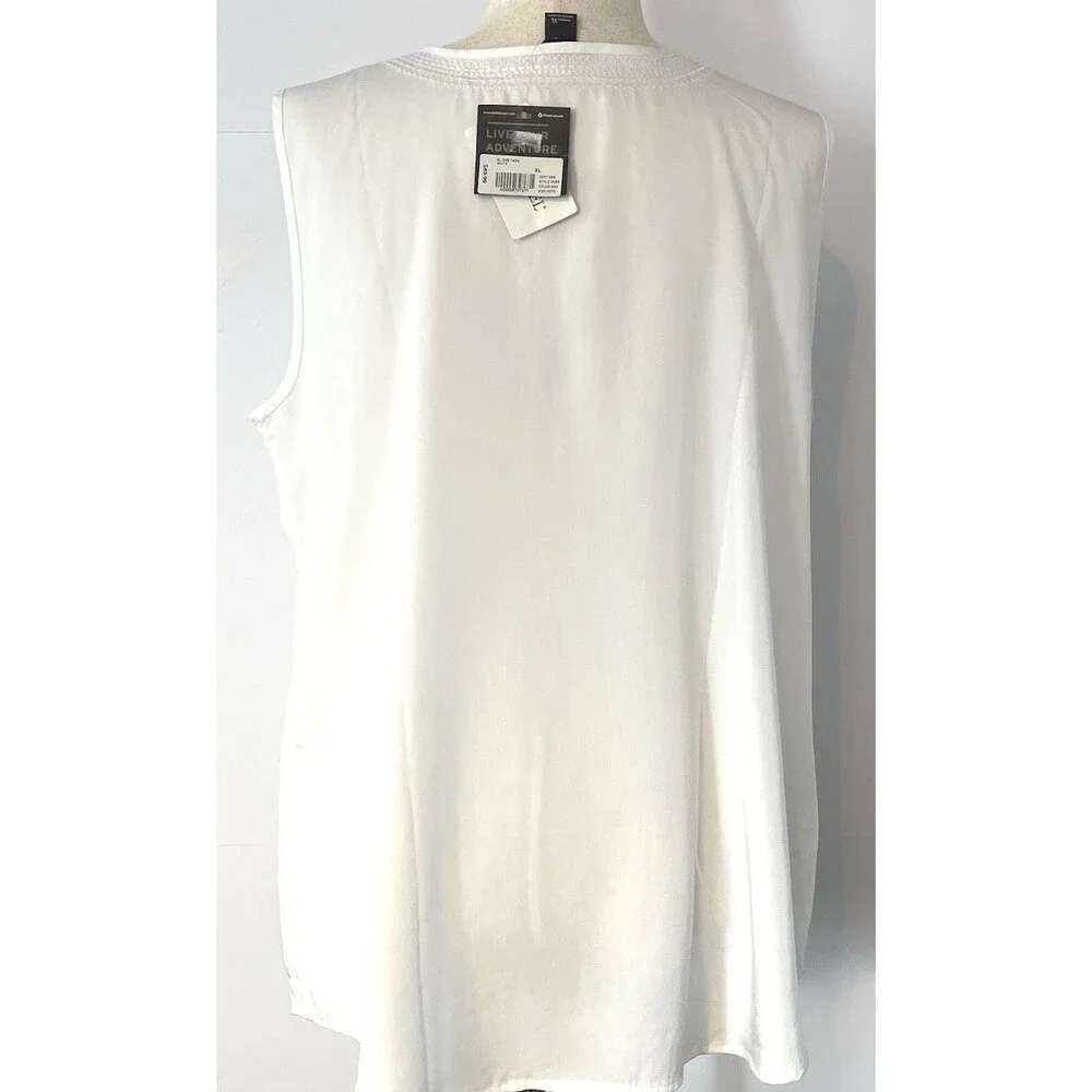 Women's Size XL Eddie Bauer White Sleeveless Blouse Shirt Embroidered Romantic - Picture 2 of 7